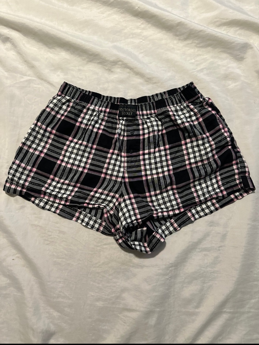 Victoria's Secret Plaid Flannel Pajama Shorts With Pockets S